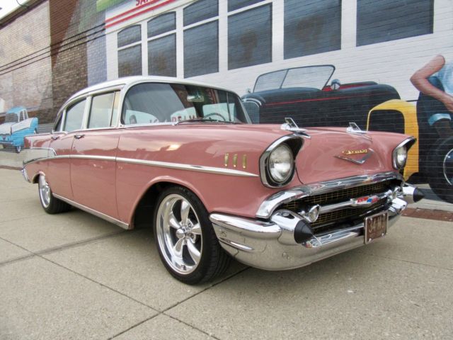1957 Coral and Ivory Chevrolet Bel Air/150/210 Sedan