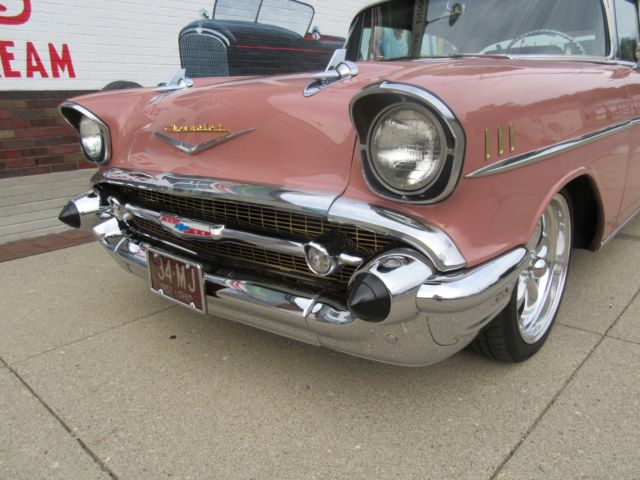 1957 Coral and Ivory Chevrolet Bel Air/150/210 Sedan