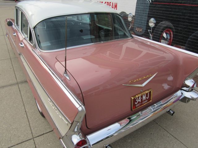 1957 Coral and Ivory Chevrolet Bel Air/150/210 Sedan