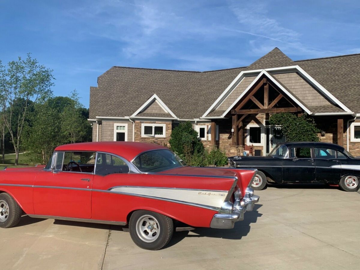 1957 Red Chevrolet Bel Air/150/210 Sedan
