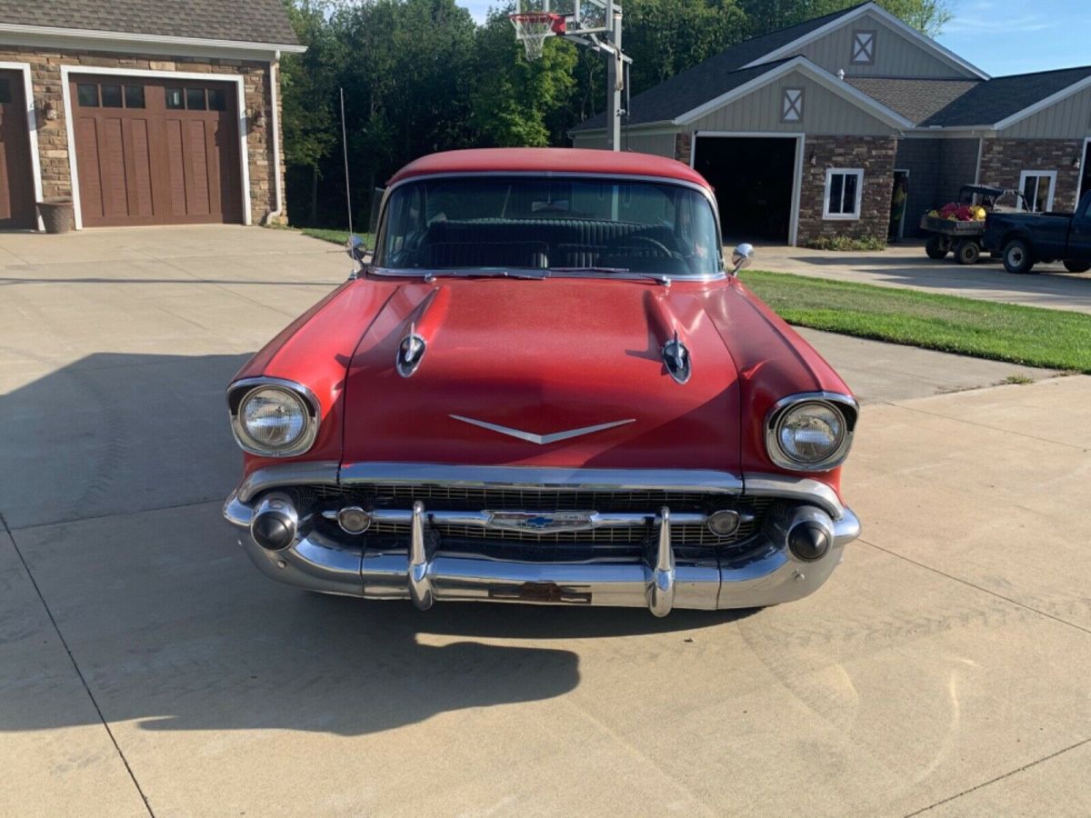 1957 Red Chevrolet Bel Air/150/210 Sedan