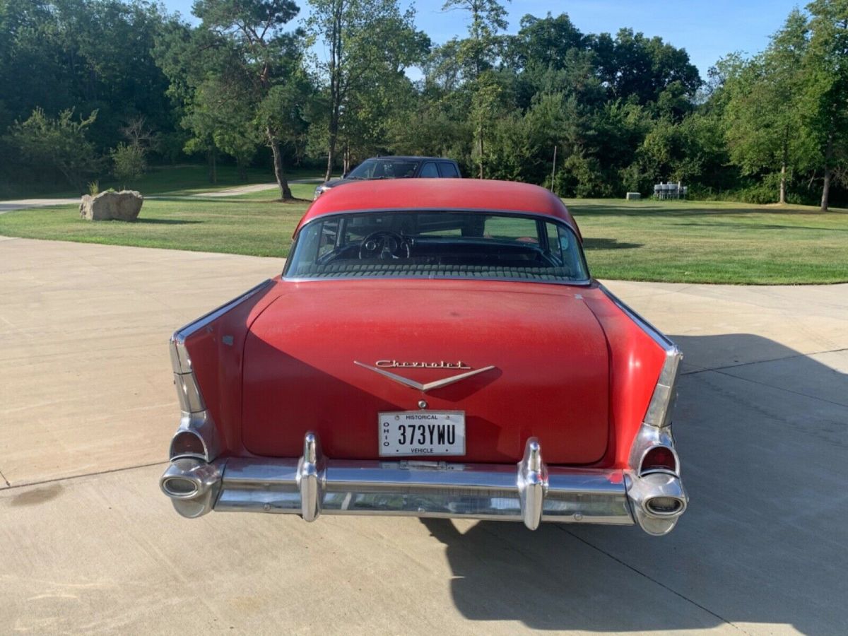 1957 Red Chevrolet Bel Air/150/210 Sedan