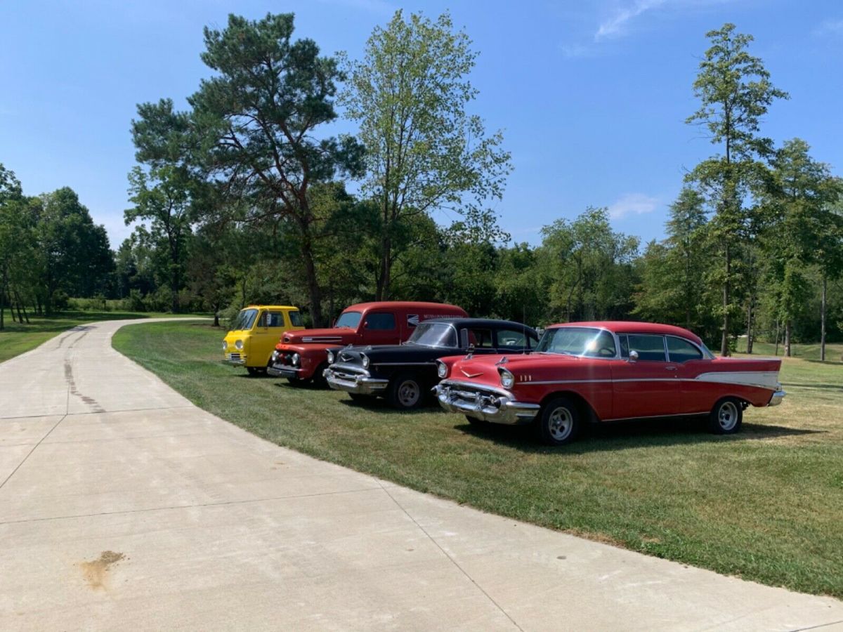 1957 Red Chevrolet Bel Air/150/210 Sedan