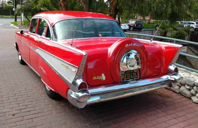 1957 Red Chevrolet Bel Air/150/210 Sedan