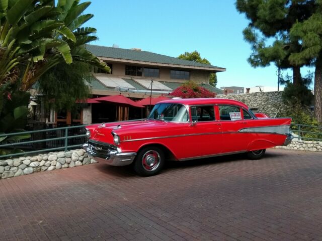 1957 Red Chevrolet Bel Air/150/210 Sedan