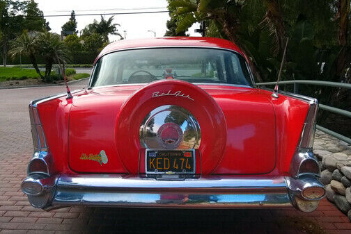 1957 Red Chevrolet Bel Air/150/210 Sedan