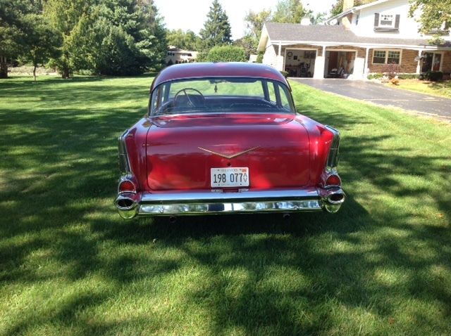 1957 red Chevrolet Bel Air/150/210