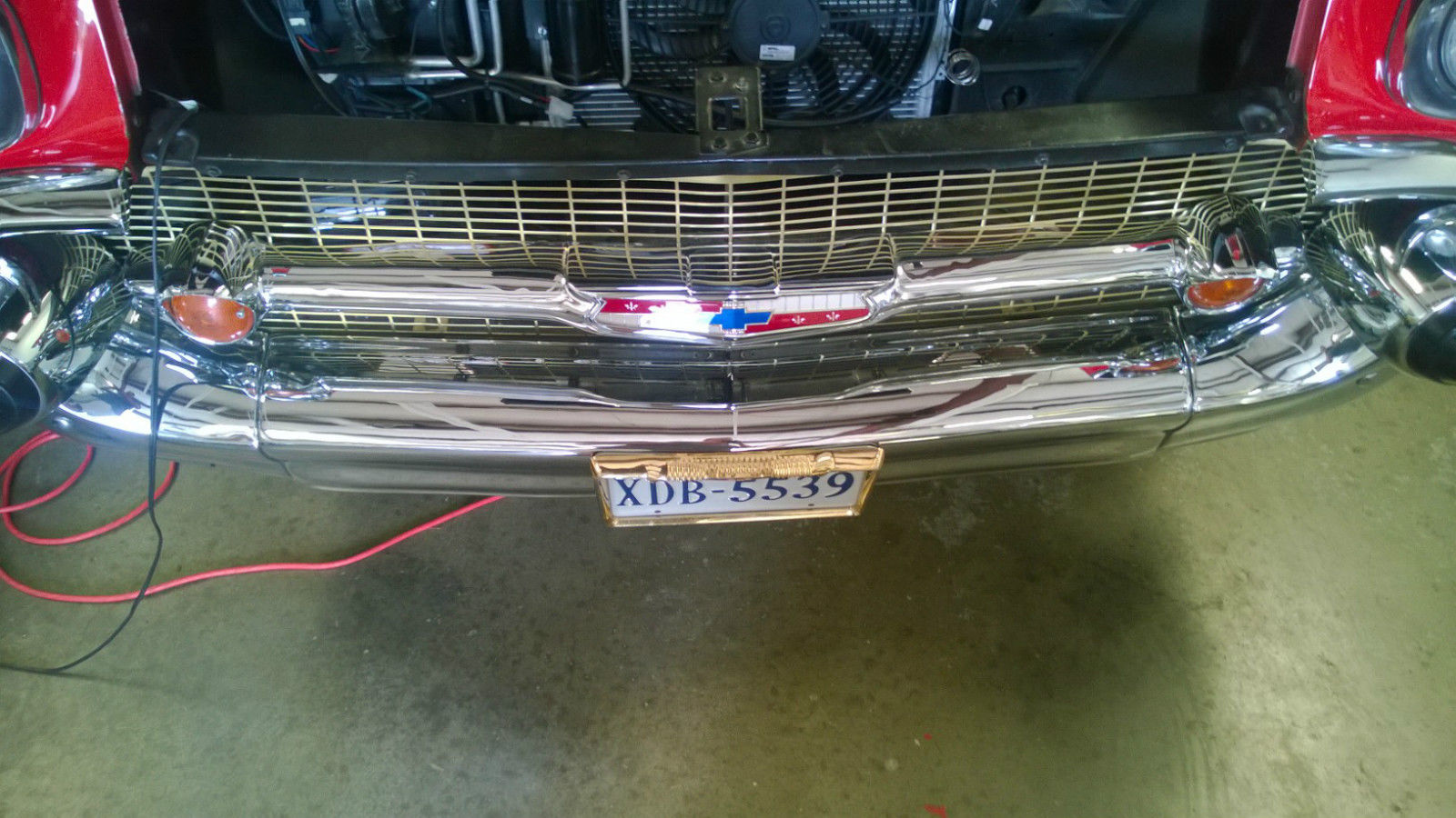 1957 Red Chevrolet Bel Air/150/210 Sedan