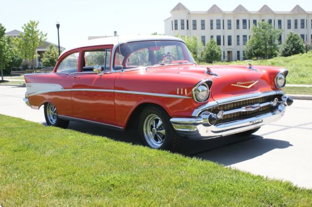 1957 Red & White Chevrolet Bel Air/150/210 2 Door Coupe
