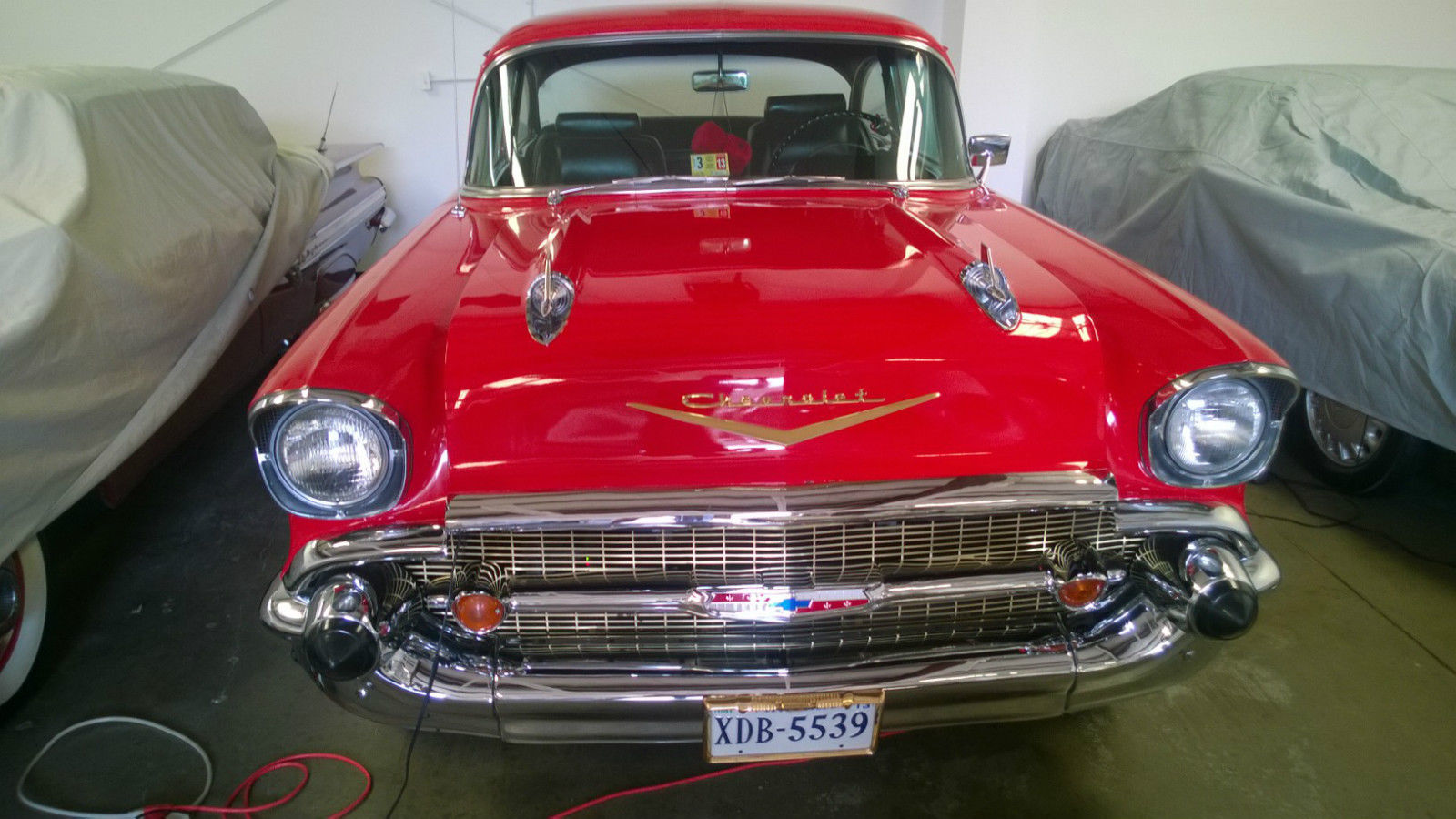 1957 Red Chevrolet Bel Air/150/210 Sedan