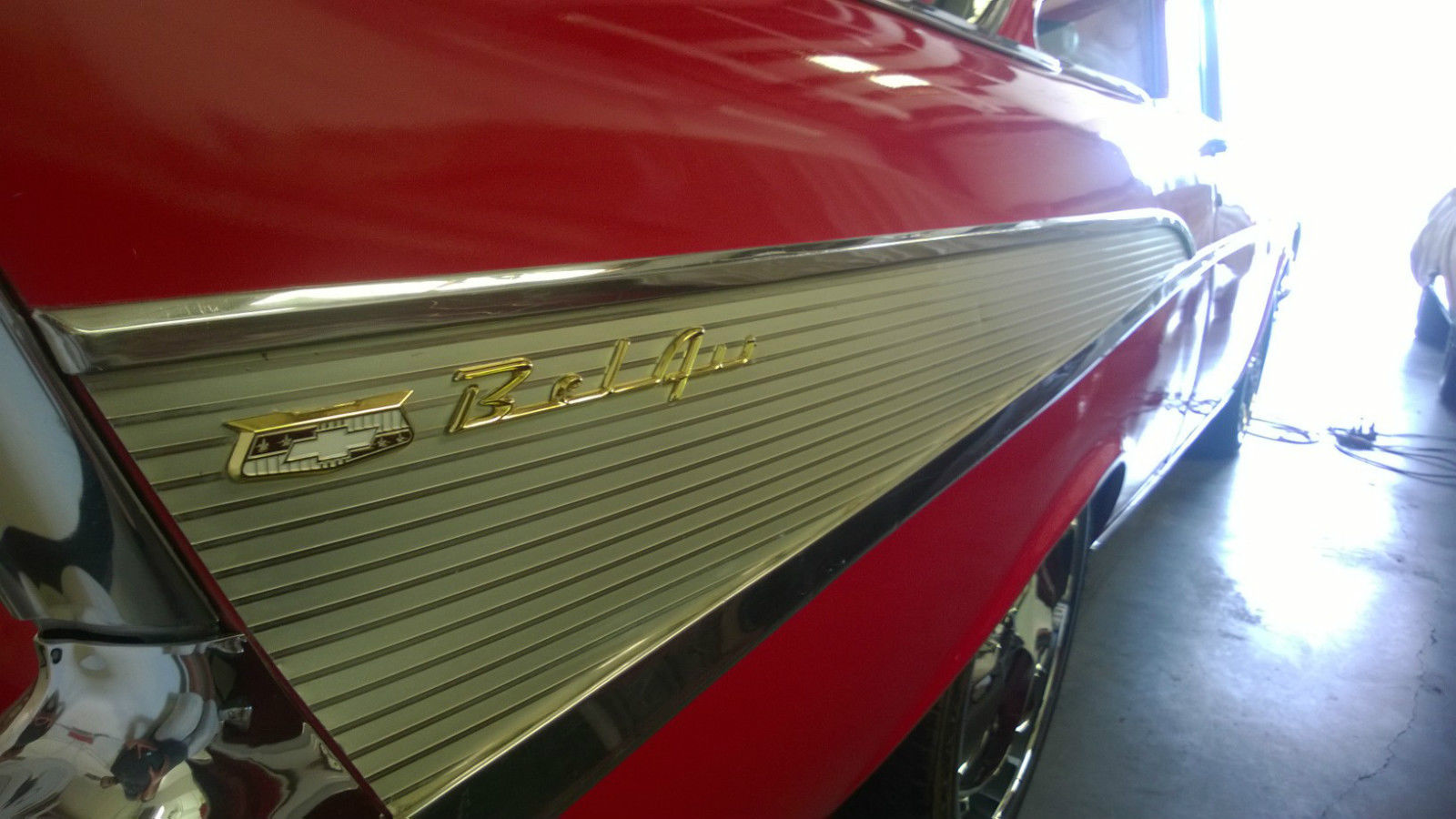 1957 Red Chevrolet Bel Air/150/210 Sedan