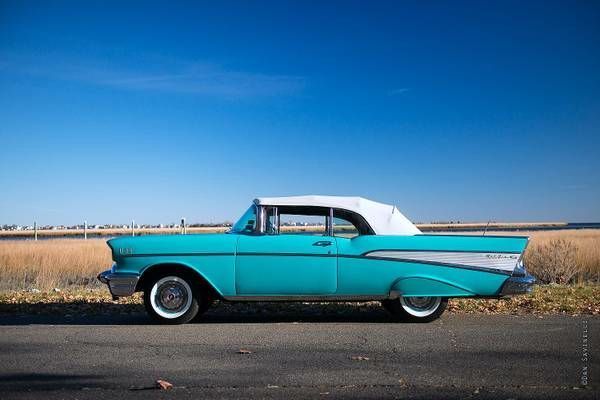 1957 turquoise/white Chevrolet Bel Air/150/210 Convertible