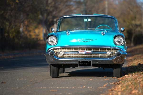 1957 turquoise/white Chevrolet Bel Air/150/210 Convertible