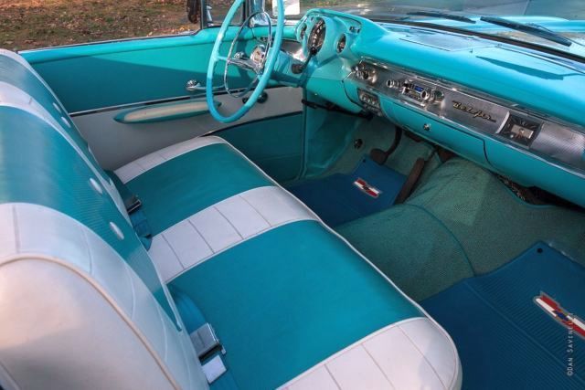 1957 turquoise/white Chevrolet Bel Air/150/210 Convertible