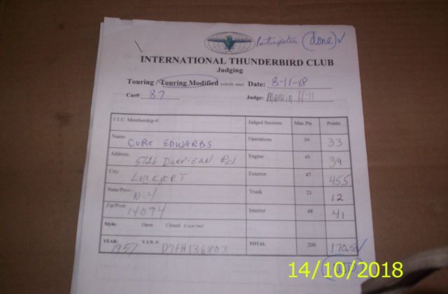 1957 White Ford Thunderbird Convertible