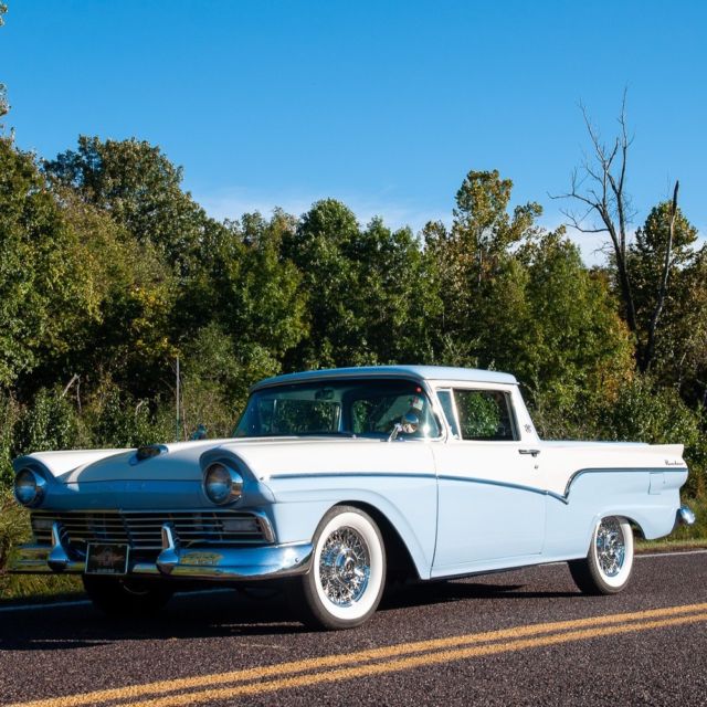 1957 Colonial White over Starmist Blue Ford Ranchero Standard Cab Pickup
