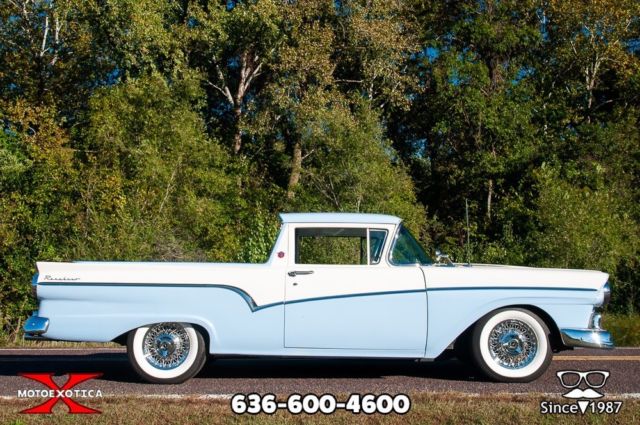 1957 Colonial White over Starmist Blue Ford Ranchero Standard Cab Pickup