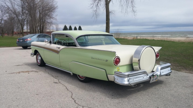 1957 green/white Ford Fairlane Coupe