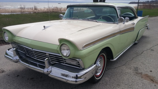 1957 green/white Ford Fairlane Coupe
