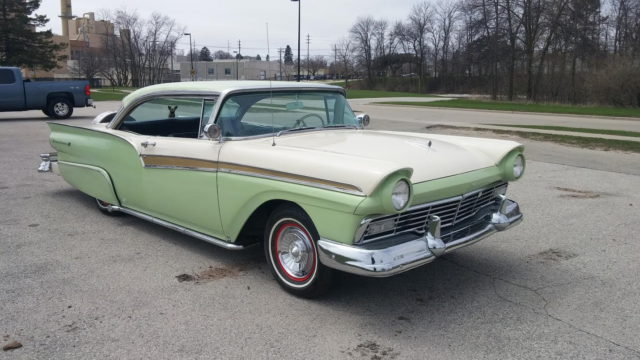 1957 green/white Ford Fairlane Coupe