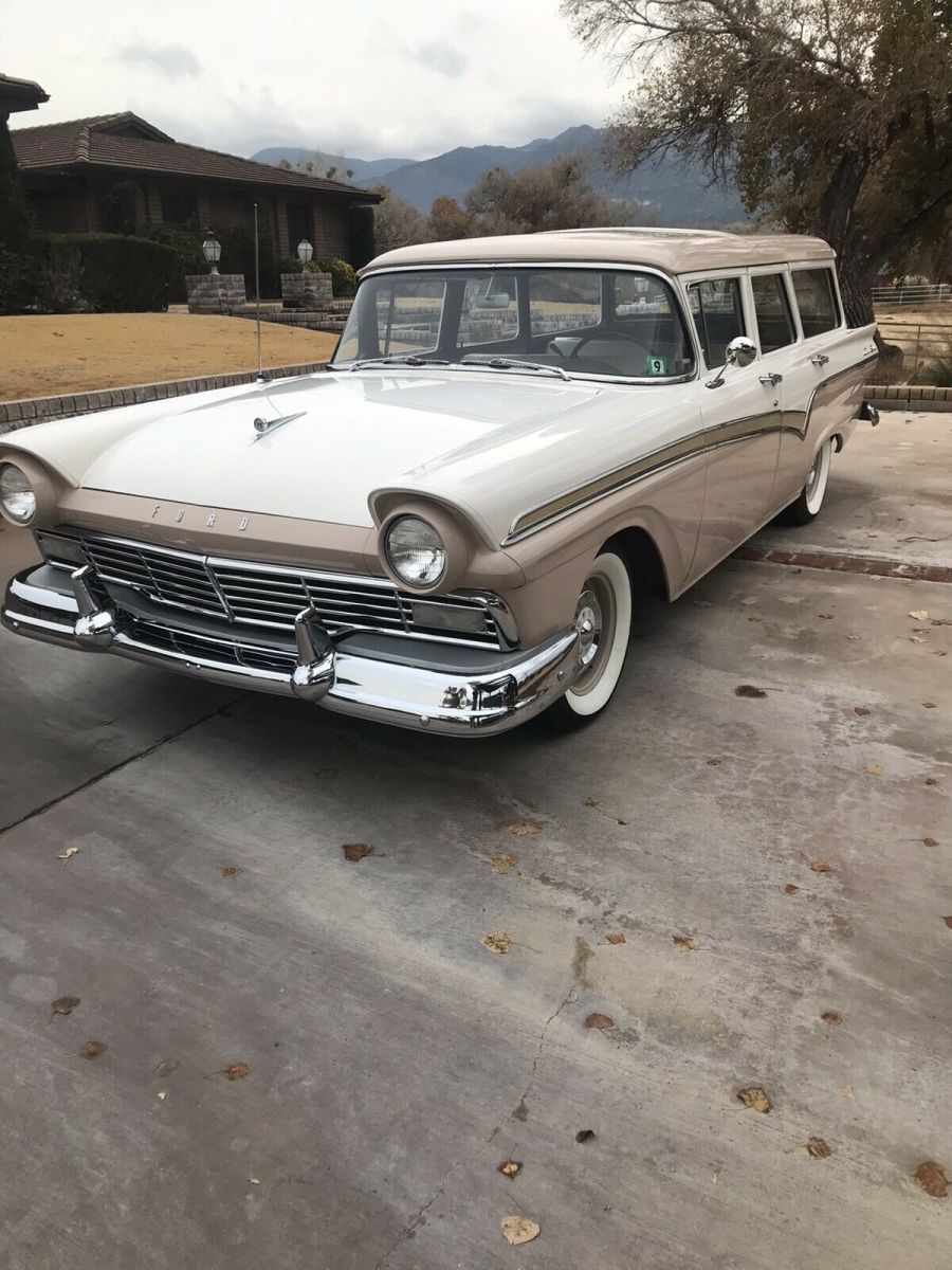 1957 White Ford Station Wagon Wagon