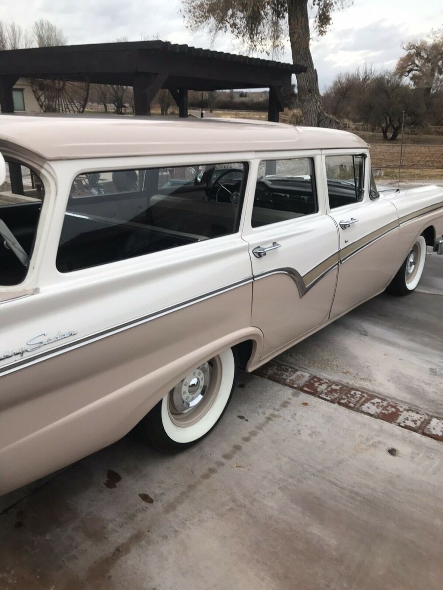 1957 White Ford Station Wagon Wagon