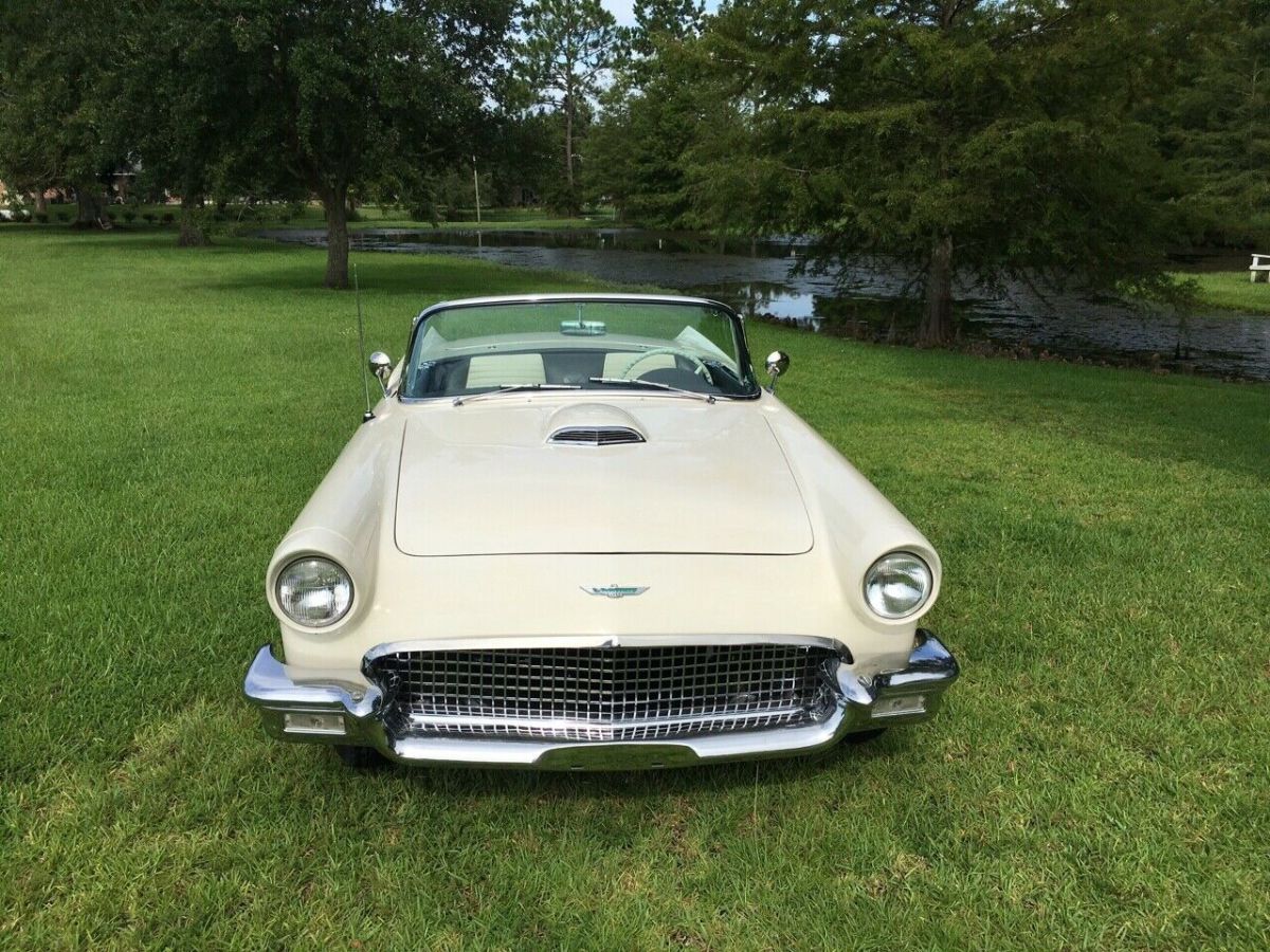 1957 White Ford Thunderbird Convertible