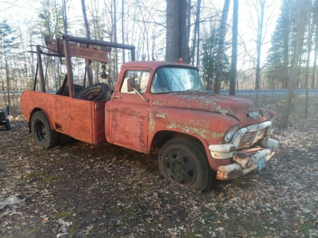 1957 Red GMC 2 Ton Tow Truck flat bed pto winch