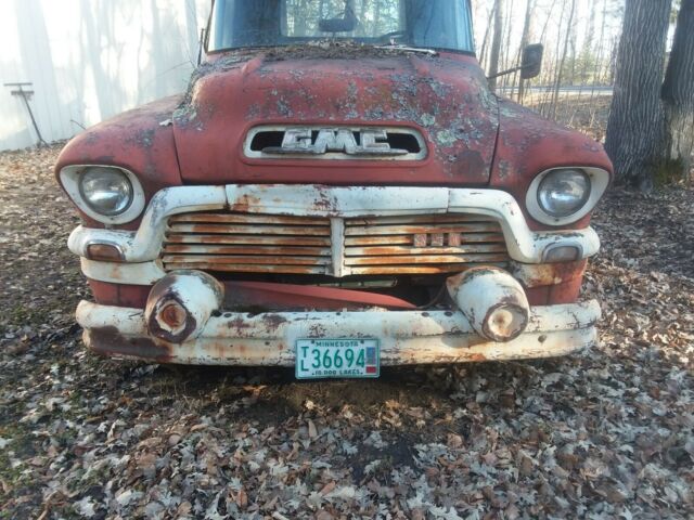 1957 Red GMC 2 Ton Tow Truck flat bed pto winch