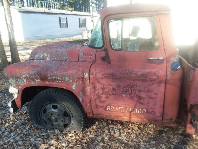 1957 Red GMC 2 Ton Tow Truck flat bed pto winch