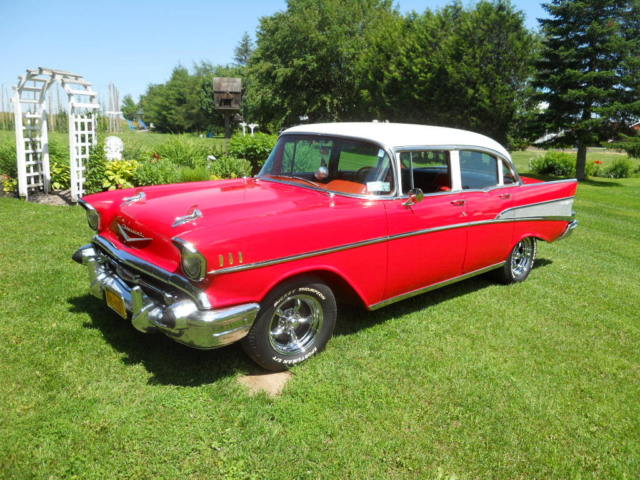 1957 Red Chevrolet Bel Air/150/210 Sedan