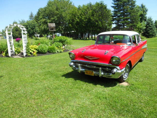 1957 Red Chevrolet Bel Air/150/210 Sedan