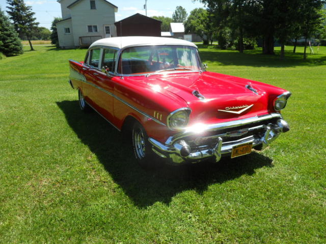 1957 Red Chevrolet Bel Air/150/210 Sedan