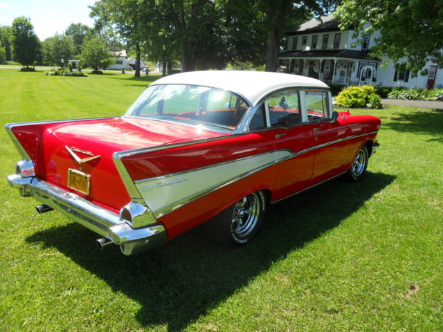 1957 Red Chevrolet Bel Air/150/210 Sedan