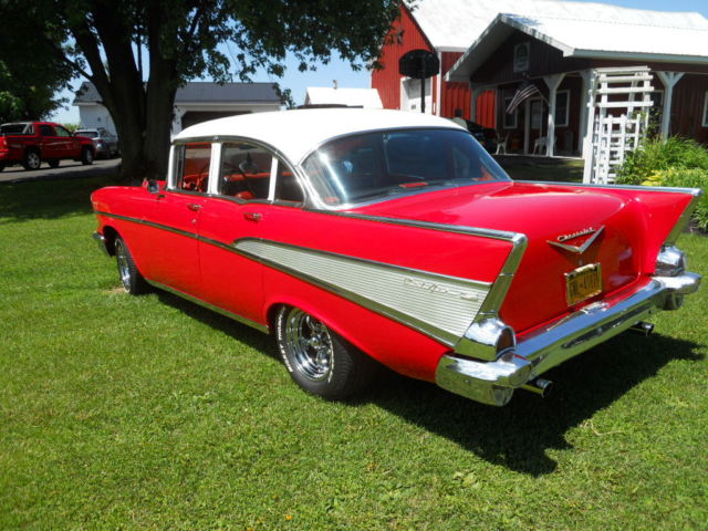 1957 Red Chevrolet Bel Air/150/210 Sedan