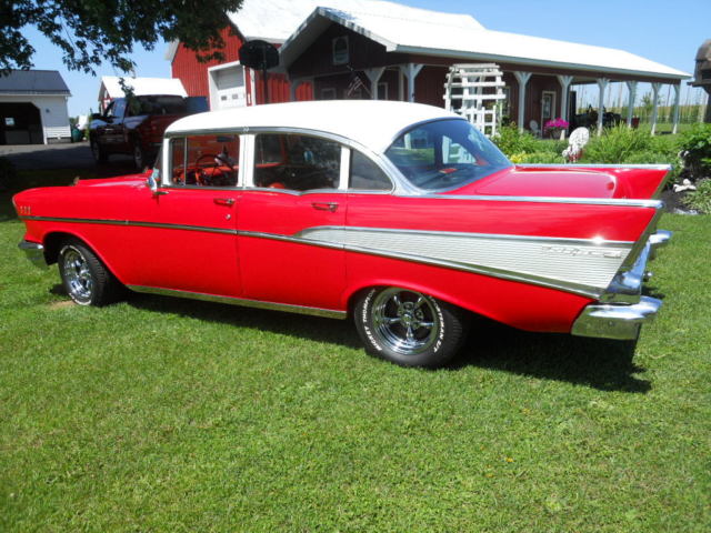 1957 Red Chevrolet Bel Air/150/210 Sedan