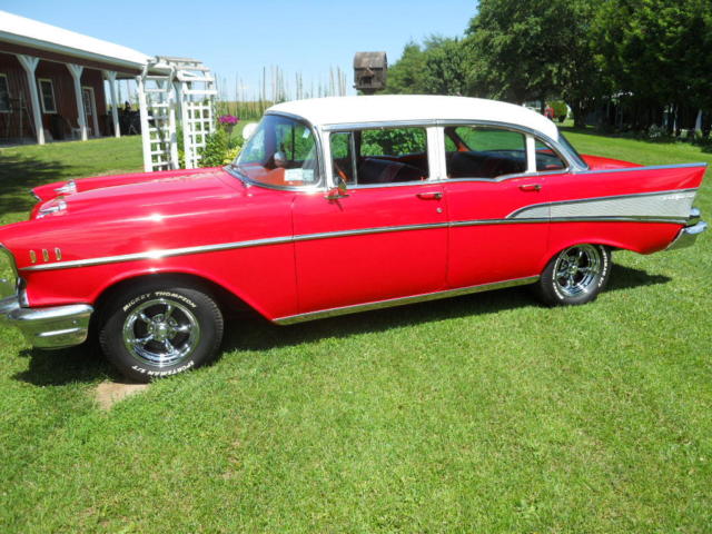 1957 Red Chevrolet Bel Air/150/210 Sedan