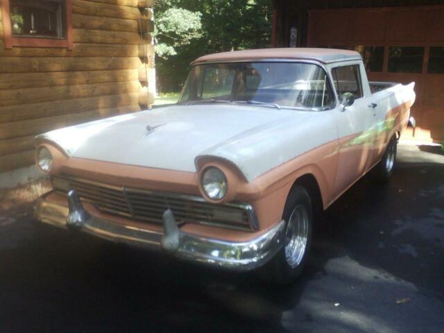 1957 white/ orange Ford Ranchero Standard Cab Pickup