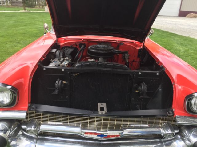 1957 Red and Black Chevrolet Bel Air/150/210 2 Door Hardtop