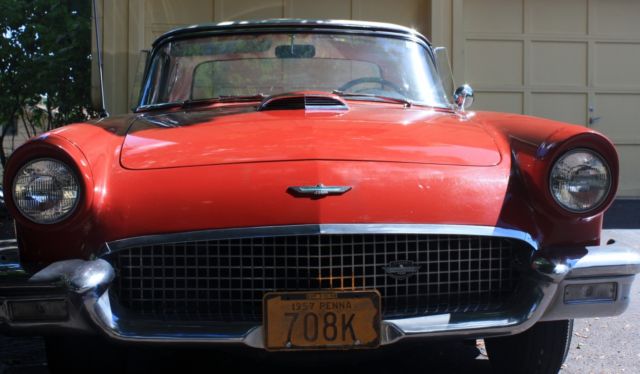 1957 Red Ford Thunderbird Convertible hard top