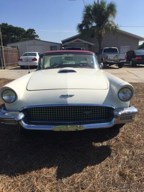 1957 White Ford Thunderbird Convertible