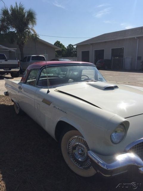 1957 White Ford Thunderbird Convertible