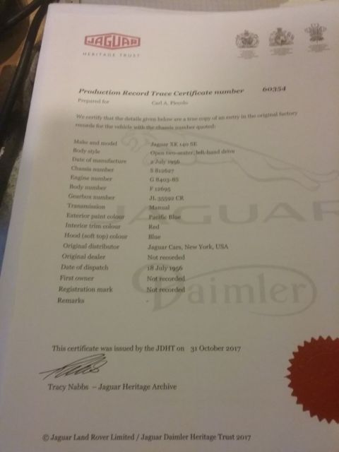 1957 Blue Jaguar XK Roadster