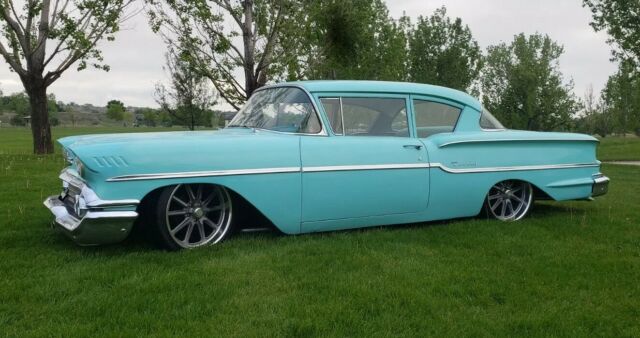 1958 Blue Chevrolet Del Ray Coupe