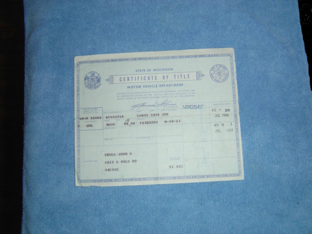 1958 Tan Chrysler LETTER CAR 2 DR HDTP