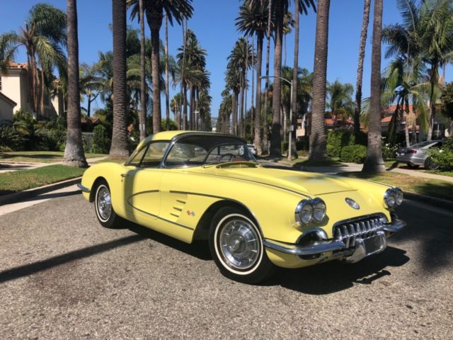 1958 Yellow Chevrolet Corvette Convertible