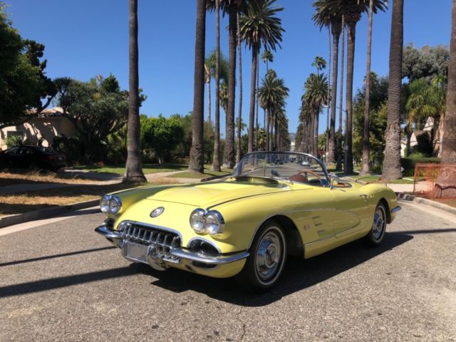 1958 Yellow Chevrolet Corvette Convertible