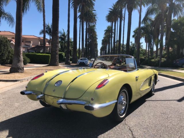 1958 Yellow Chevrolet Corvette Convertible