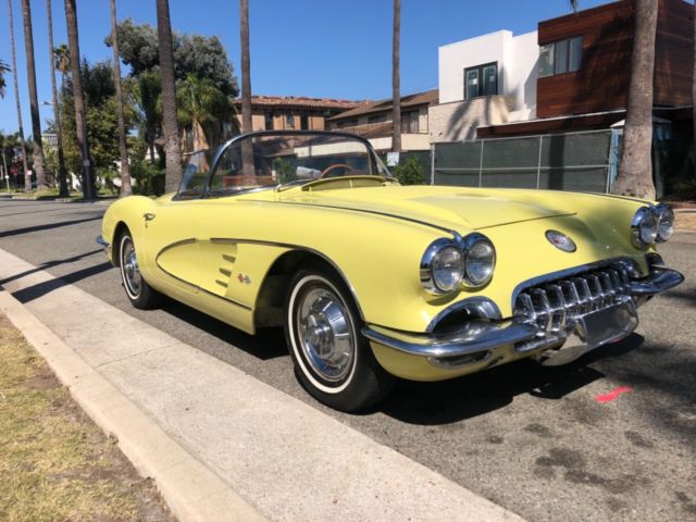 1958 Yellow Chevrolet Corvette Convertible