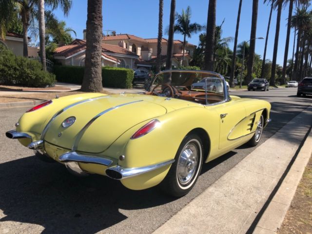 1958 Yellow Chevrolet Corvette Convertible